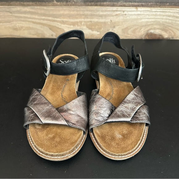 Sofft Women’s Size 8 M Bayo‎ Black Gray Leather Buckle Buckle Strap Sandals - Picture 6 of 10